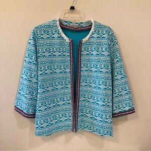 Valerie Stevens Open Front Cardigan Sz XL Womens Southwest Aztec Print